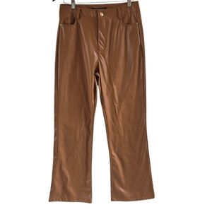 Gabby Isabella Camel Brown Faux Leather Coated Pants Womens Size L New